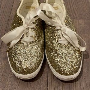 KATE SPADE KEDS! Gold glitter!!